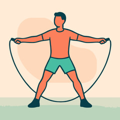 Man exercising with a jump rope for fitness.