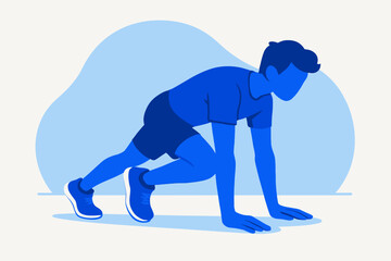Man in Blue Doing Mountain Climber Exercise.