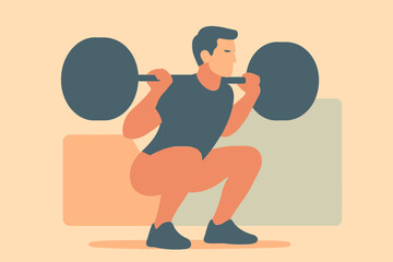 Man Performing Barbell Squat Exercise for Strength Training 1.