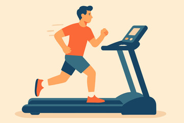 Man Running on Treadmill Fitness and Exercise Illustration 1.