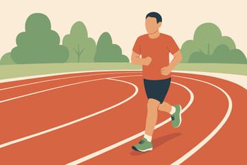 Man Running on Track Fitness and Healthy Lifestyle Illustration 1.