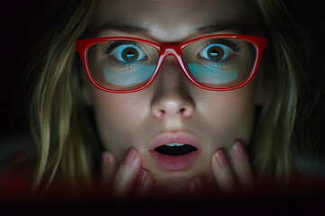 Emotional reaction to shocking news displayed on a computer screen Generative AI