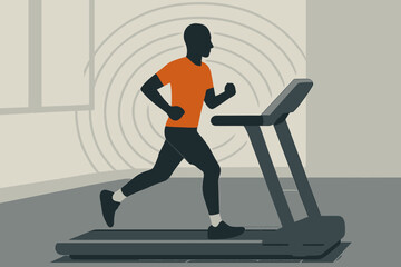 Man Running on Treadmill Fitness and Exercise Illustration 2.