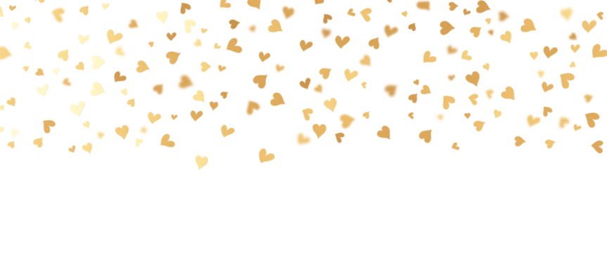 golden hearts flying isolated on white background - Powered by Adobe