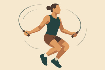 Woman Exercising with Jump Rope A Dynamic Fitness Illustration.