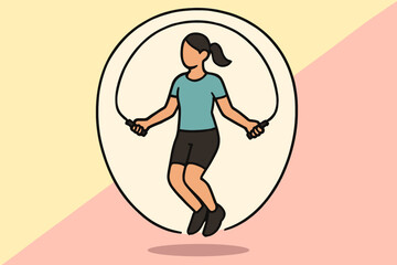 Woman Exercising with Jump Rope in a Circle.