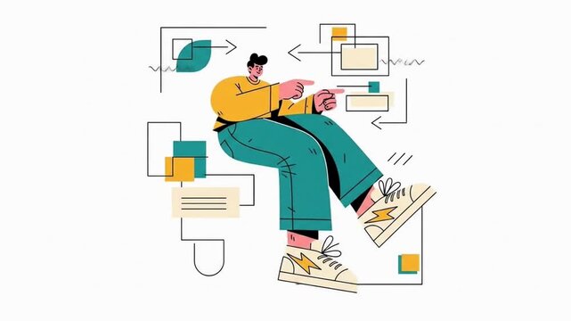 Man Navigating a Complex Workflow or Process