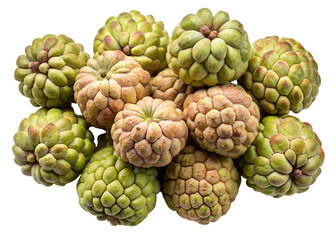 Fototapeta premium Fresh ripe custard apples piled high, delicious exotic fruit