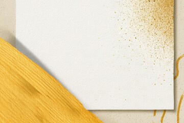 Golden Dust Sprinkle on Textured Paper with Yellow Accent, Elegant Background