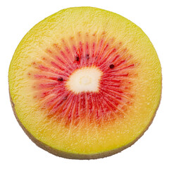 Cross section of red kiwi on white background. File contains clipping paths.