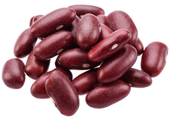Red kidney beans on white background. File contains clipping paths.