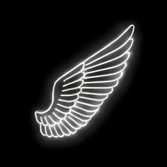 White Neon Angel Wing Minimal Light Art