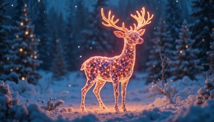 A glowing Christmas reindeer