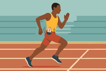 Obraz premium Athlete Running with Fitness Tracker on Track.