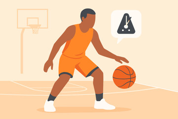 Naklejka premium Basketball Player Dribbling with Focus and Determination.