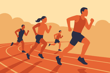 Obraz premium Runners in a Race A Dynamic Display of Athleticism.