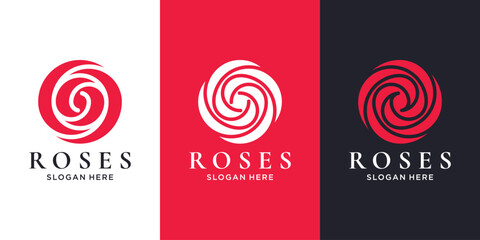 Circular rose logo design with swirls
