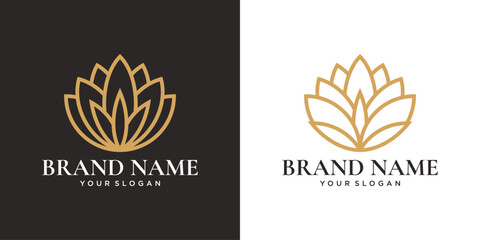 Elegant gold lotus flower logo. Minimalist luxury design