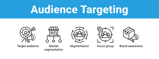 Audience Targeting web banner icon vector illustration concept ,  with icon of Target audience, Market segmentation, Segmentation, Focus group.