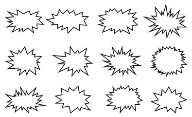 Zap boom bang explode comic speech art dialogue with superhero victory action pop art blast set, retro cartoon explosion bubbles, fun vector illustration banner frame design on white background vector © elgahsn