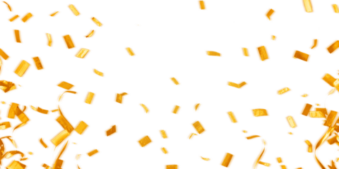 Sparkling Golden Confetti Shower on White