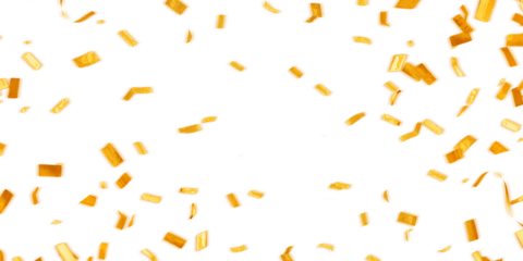 Sparkling Golden Confetti Shower on White