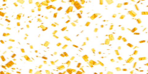 Sparkling Golden Confetti Shower on White