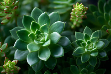 Vibrant, fresh green succulent plant showcases intricate rosette leaves, embodying botanical nature's continuous growth. A captivating display of life.