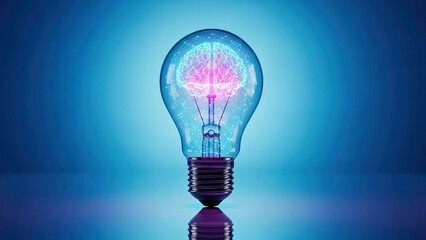 Glowing Brain in Light Bulb: Idea and Innovation