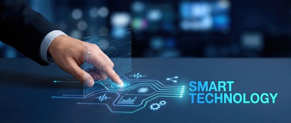 Smart Technology: Hand Interacting with Digital Interface