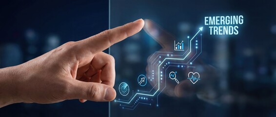 Emerging Trends: Hand Touching Digital Interface with Business Growth