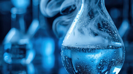 Laboratory Flask with Liquid and Condensation