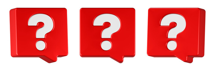 question mark icon 3d render red button