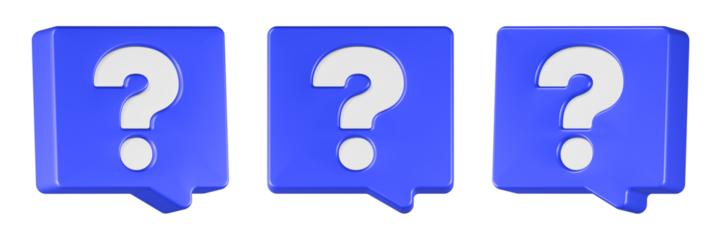 question mark icon 3d render blue button