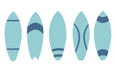 Colorful Summer Surfboards Icon Set in Watercolor Style with Vibrant Beach Vibes
