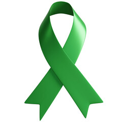 Green Awareness Ribbon Stands for Mental Health. Also for Environmental Protection, Kidney Disease, Cerebral Palsy, and Brain Injuries.