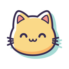 Cute Cartoon Cat Face Vector Illustration