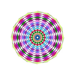Vibrant multicolored woven circular pattern on with concentric rings