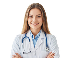 Smiling doctor portrait isolated on transparent background