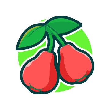 Fresh and Ripe Water Apple Cartoon Illustration