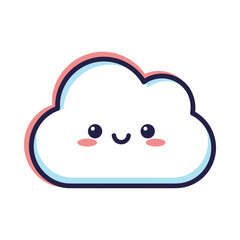 Cute Cartoon Cloud Illustration with Smiling Face