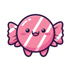 Adorable Pink Candy Cartoon Character with Wings