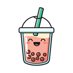 Adorable Cartoon Bubble Tea Illustration