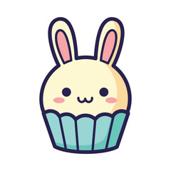 Adorable Bunny Cupcake Vector Illustration