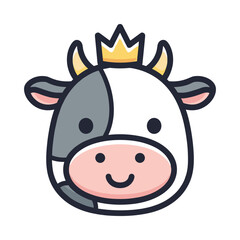 Cartoon Cow with Crown Illustration