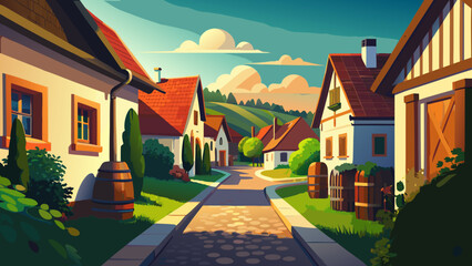 Very beautiful cellar lane in Hajos, Kalocsa County, Hungary, featuring traditional wine cellars lined along a rural path, reflecting local heritage, craftsmanship, and countryside charm.