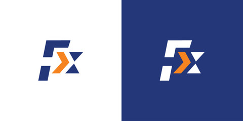 Strong and unique letter FX initials logo design