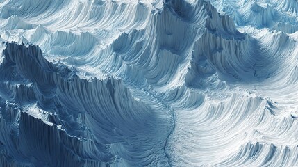 Abstract Blue Textured Landscape with Wavy Topography – Modern 3D Render of Swirling Terrain, Minimalist Design for Backgrounds or Art Projects