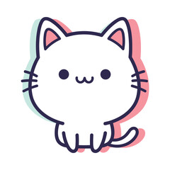 Fototapeta premium Adorable White Cat Vector Illustration