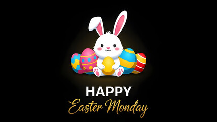 Easter monday celebration with a white bunny